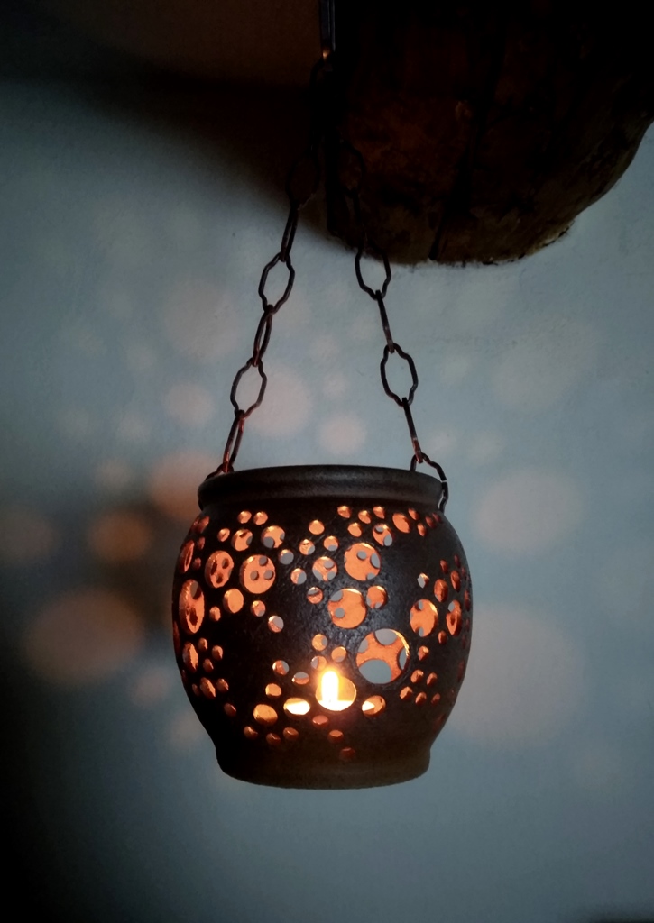 Závěsná keramická lampa - kroužky
